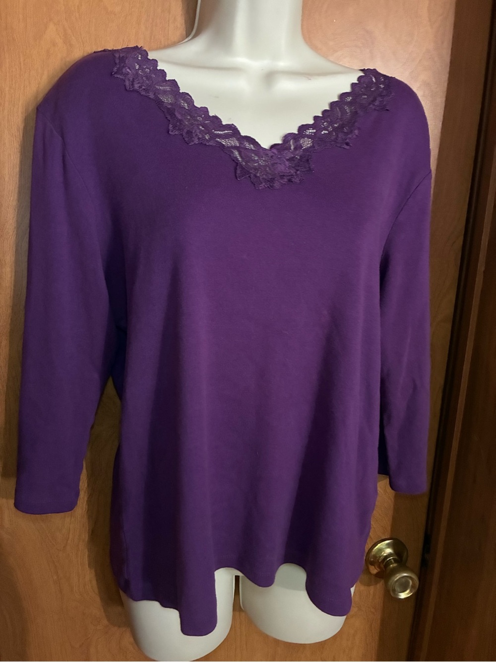 Fairy Purple Lace-Trim V-Neck Women's Top XL